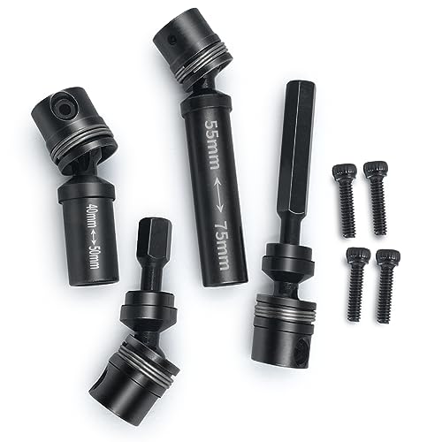 RCHUBAM 2pcs Front Rear Center Driveshaft for 1/18 TRX4M RC Upgrade Parts | 1144 Steel 40-50mm and 55-75mm Drive Shaft - color: Black