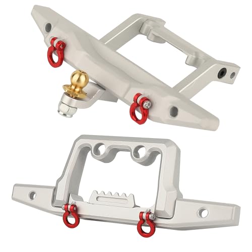 Front & Rear Bumper Aluminum for Traxxas 1/18 TRX4M TRX-4M Defender RC Crawler Car Upgrade Parts (Silver) - color: Silver