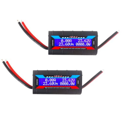 2Pcs 150A RC Watt Meter, DC 0-60V High Precision Power Analyzer, Volt Amp Watt Checker with Digital LCD Screen for Voltage/Current/Power/Charge/Energy Measurement - style: 150A 60V