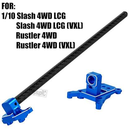 RC Carbon Fibre& Aluminum #6730 Chassis Brace Kit Upgrades Part for 1/10 Slash 4X4 LGG (VXL),Rustler 4WD (VXL) Heavy Duty Chassis Brace Hops Up.Navy Blue - color: Navy Blue ( for 1/10)