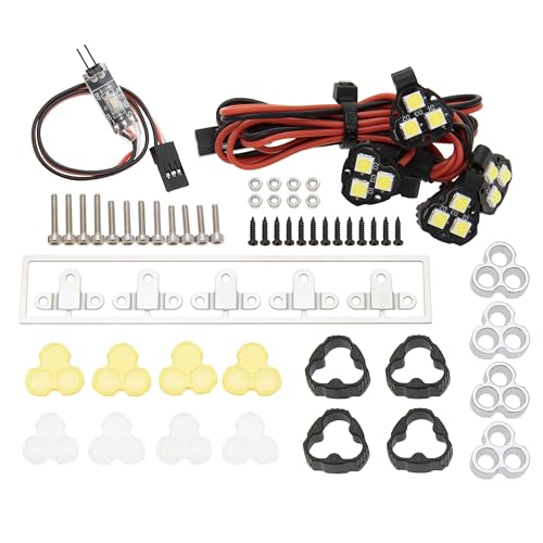 MEUS RACING RC Car LED Lights Kit Spotlight for Axial SCX24 Traxxas TRX4M Redcat Ascent-18 1/18 1/24 RC Crawler Upgrades Parts (4 Lights) - style: 4 Lights