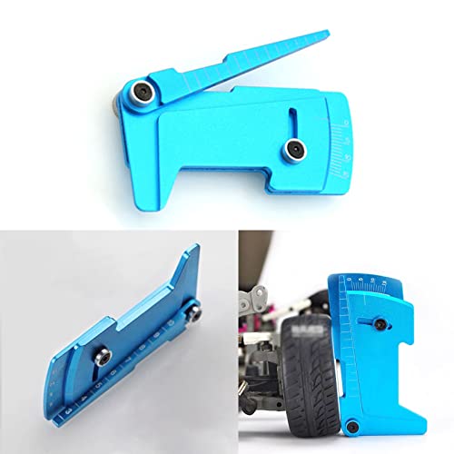 kingsea Aluminum RC Car Ruler Camber & Ride Height Gauge Adjustable Ruler Compatible with 1/8 1/10 HSP HPI Accessory (Blue)