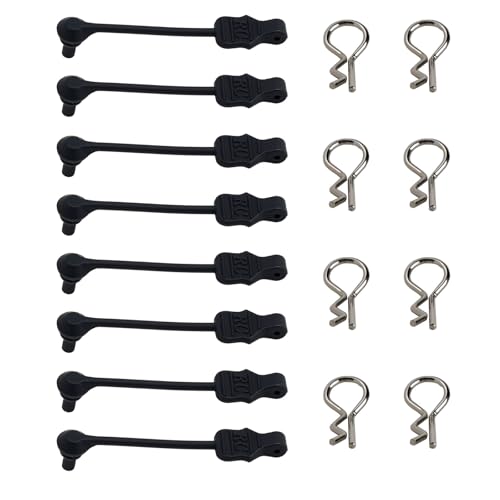 8PCS TGCWENG Universal RC Body Clips w/Pull Tabs Car Clips R Clips for All 1/10 1/12 Scale TRX4 Losi HPI Arrma Kyosho Himoto RC Car Truck Crawler Body Shell Upgrades (1.2mm Sliver Clips+Black Pull) - color: Sliver Clips+Black Pull
