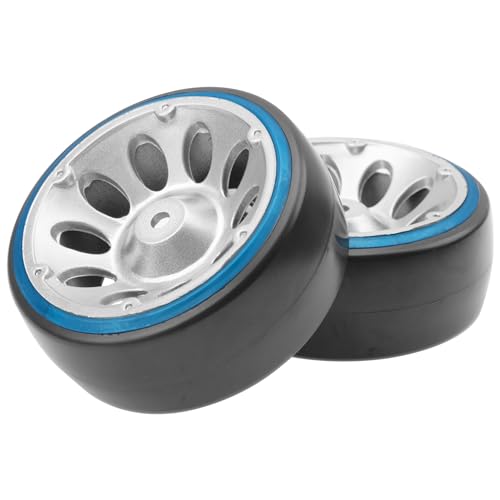 1/10 RC Drift Car Tires 12mm Hex Hub Wheel Rims & Hard Plastic Tyre 6 Spoke Compatible with Traxxas HSP Tamiya Kyosho HPI Redcat 1/10 On-Road RC Drift Drifting Car