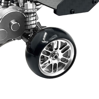 4PCS Finished Flat Running Drift Tires and Wheels 7MM Hexagon for 1/24 Losi Micro B Upgrades and 1/28 Losi Micro T Upgrades (New b Silver) - color: New B Silver