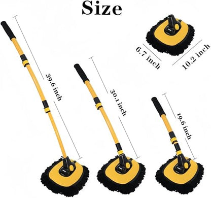 BMLEI Car Wash Brush with Long Handle, Chenille Microfiber Car Wash Kit | 15°Curved, Car Cleaning Brush with Extension Pole, Scratch-free,Exterior Car Wash Mop for Washing Roof Truck SUV Boat - color: 5pcs Yellow Mop Washing Set