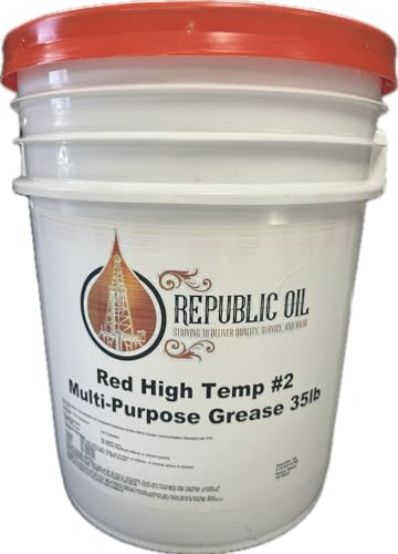 Republic Oil Premium Red #2 EP2 Lithium Complex Multi Purpose Grease Pail 35 lb – High Temp Extreme Pressure Wheel Bearing Grease for Chassis, 5th Wheels, Agriculture & Construction Made in USA - size: 35 lb Pail