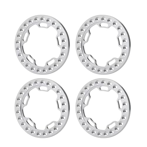 RC Models For TRX-4 For Axial For SCX10 D90 1/10 RC Crawler Car Model Parts 4Pcs/set Metal Alloy Replacement 1.9inch Beadlock Wheel(Silver) - color: Silver