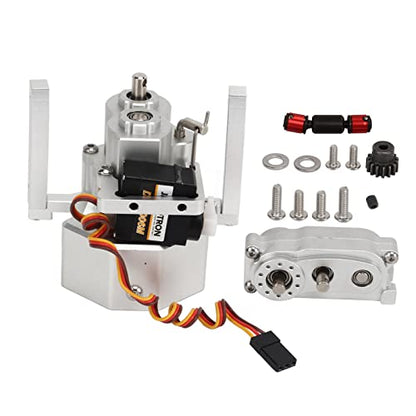 plplaaoo RC Gear Box Transfer Case Aluminum Alloy Anodize Accurate RC Gear Box Kit with Shaft for SCX10 1/10 313mm Wheelbase (Silver) - color: Silver