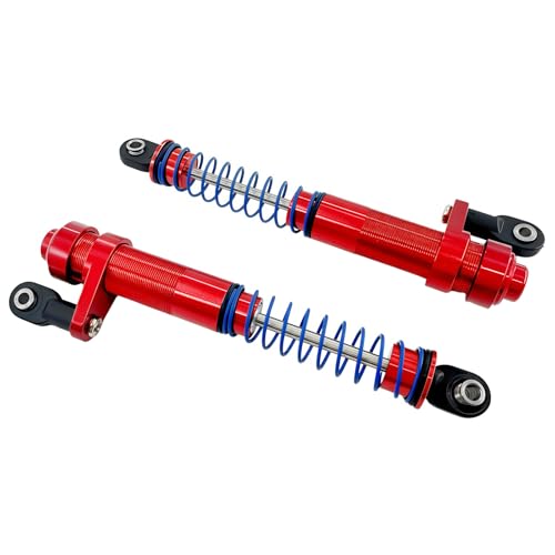 Adjustable Threaded Oil Shock Absorbers 80–100mm with Offset Cap, Aluminum Dampers for 1/10 RC Crawler, 2PCS (Red) - color: Red