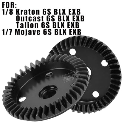 RC 43T&10T Metal Steel Diff Gear Main Diff Gear Upgrades Part for 1/8 Kraton 6S BLX EXB,Outcast 6S BLX EXB,Talion 6S BLX EXB,1/7 Mojave 6S BLX EXB,Gearbox Differential Gears Set Hops Up