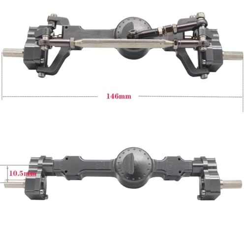 Metal Front and Rear Portal Axle Assembly Kit with 10.5mm High Ground Clearance for MN D90 MN99S FJ45 for WPL C14 C24 RC Crawler 1/12 1/16 Scale Upgrade Parts (Gray) - color: Gray