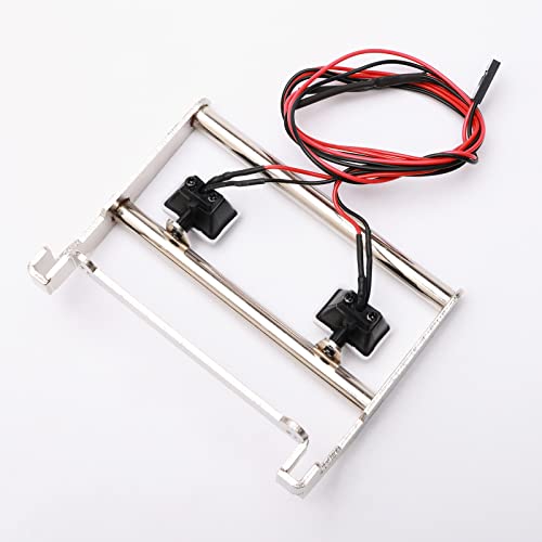 Silver RC Metal Front Bumper w/LED Lights for TRX-4 Ford Bronco 1/10 Trail Crawler Truck (Include CH3 Light Controller and Screwdriver)