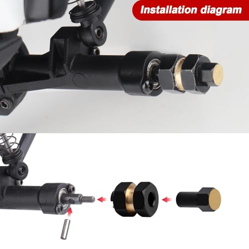 4pcs Brass Extended 7mm Hex Wheel Hubs Extension Adaptor Combiner Coupler for Axial SCX24 Upgrades 1/24 RC Crawler Car Replacement