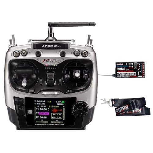 Radiolink AT9S Pro 10/12 Channels Radio Transmitter and Receiver R9DS, Long Range for Airplane/Jet/FPV Racing Drone/Quad/RC Truck Car/Boat and More (Mode 2 Left Hand) - color: At9s Pro-gray