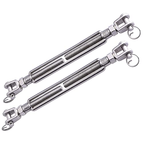1/2 x 6.5 Inch SS Jaw and Jaw Turnbuckles M12 Turnbuckle, 304 Stainless Steel, 2200 lbs Load (2PCS)