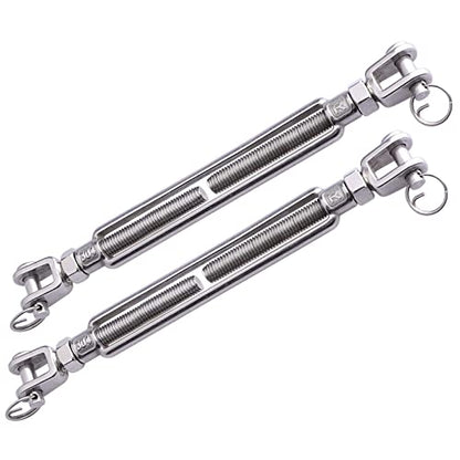 1/2 x 6.5 Inch SS Jaw and Jaw Turnbuckles M12 Turnbuckle, 304 Stainless Steel, 2200 lbs Load (2PCS)