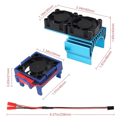 RC Motor Heatsink with Dual Fan for Traxxas Velineon Motor & VXL‑3s ESC 15,000 RPM High‑Flow, Aluminum Bracket
