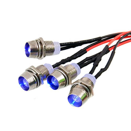 ShareGoo 4Leds Blue LED Light Headlights Taillight Kit Accessories Compatible with Traxxas HSP Redcat RC4WD Axial SCX10 RC Car Truck Tank Crawler