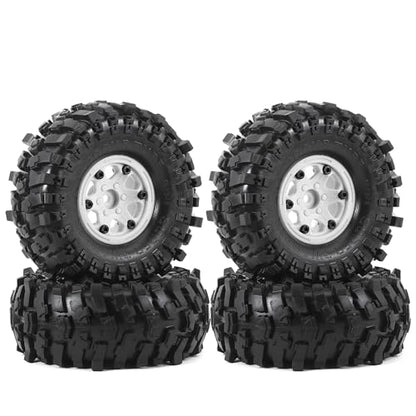 1.9 Rock Crawler Mud Tires and Plastic Wheels Rims OD 118mm 1/10 rc Rubber Grappler hubs Tyres with Foam for 1:10 Crawler Car Tamiya CC01 Traxxas TRX4 Axial SCX10 II RC4WD Gen8 4PCS (White) - color: White