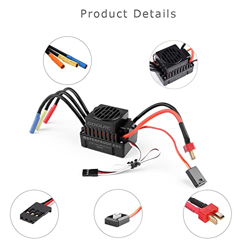 GoolRC Waterproof 3660 3800KV Brushless Motor with 60A ESC Combo Set for 1/10 RC Car Truck Waterproof Motor