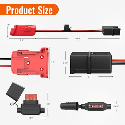 RVBOATPAT Power Wheels Battery Adapter 18V for Battery Adapter with 12AWG Wire Harness Connector Compatible with 12 Volt Power Wheels - color: MWK-BWHC-W1-1PC