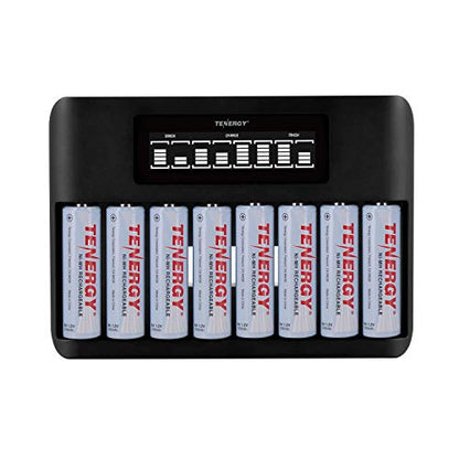 Tenergy TN480U 8 Bay LCD Display Fast Charger for NiMH/NiCD AA AAA Rechargeable Batteries and 8 Pack 2500mah AA Rechargeable Batteries - size: Charger + 8xAA