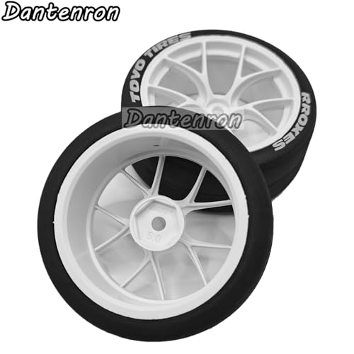 1/10 RC Drift Tires OD 65mm and Plastic Wheels Rims 12mm Hex Rally Racing Tyres for 1:10 Street Touring Car On Road Tamiya Traxxas HPI KYOSHO XV02 XV01 TT01 TT02 PTG2 A959 4PCS (White) - color: White