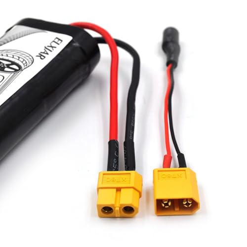 (2-Pack) 8.4V 3000mAh Ni-MH Battery with XT60 Plug for 1/10 RC Vehicles | For compatible 1/10 RC boats, 2WD/4WD cars, trucks and buggies; 14AWG wire and 4.8V–12V Ni-MH/Ni-Cd charger. - color: (2-Pack) 8.4V 3000mAh XT60