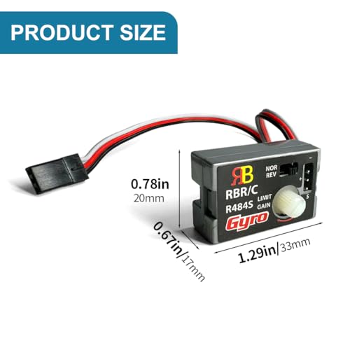 Mini Gyro Module for RC Cars Drift Drive, Automatic Stability Control Gyro Sensitivity R484 Mini RC Car Gyro Stabilizer 4-6V Analog SMM System for WPL D12