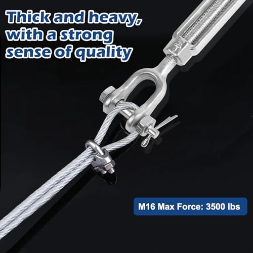 2Pack Heavy Duty Turnbuckle 5/8 * 9Inch,Weather Resistant,M16 Hot Dipped Galvanized Steel Jaw and Jaw Turnbuckle | 3500 lbs Working Load Limit, Weather Resistant,for Tractor,Wire Rope Tension,Sun Shade Tent,Treehouse,Deck - size: 5/8*9inches