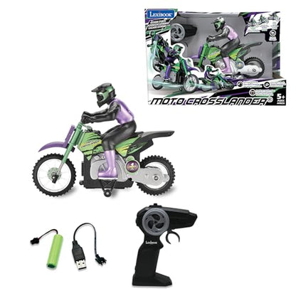 LEXiBOOK, Crosslander RC Motorcycle, RC18 | Up to 12km/h, Light effects, Stunts, Rechargeable - style: Crosslander RC Motorcycle