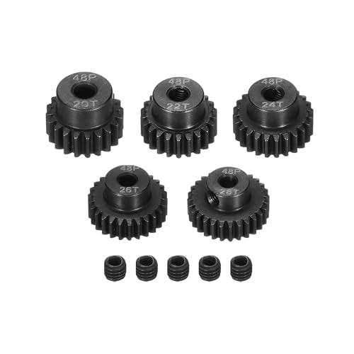 48 P Steel Pinion Gear Set 20T 22T 24T 26T 28T for 3.175 mm Shaft Hardened Steel Pinion Gear with Screws for RC Car Motor