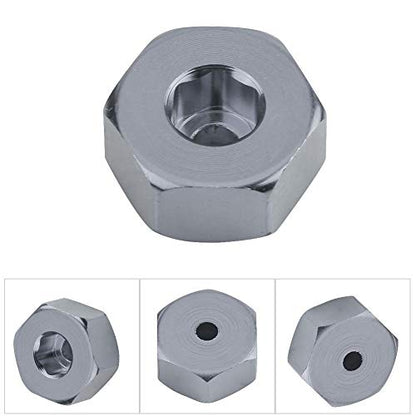 RC Car Hex Hub Adapter, 4 Pcs Aluminium Alloy 6mm to 12mm Wheel Hex Hub Adapter for WPL 1634 RC Truck RC Spare Part Accessory (Gray)