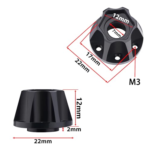 DJX 4pcs 12mm Aluminum Wheel Hex Hub Adapter Accessories Wheel Extension for 1/10 RC Crawler 1.9inch or 2.2inch Wheel Rim TRX4 Axial SCX10 D901(Black 12mm) - size: 12mm