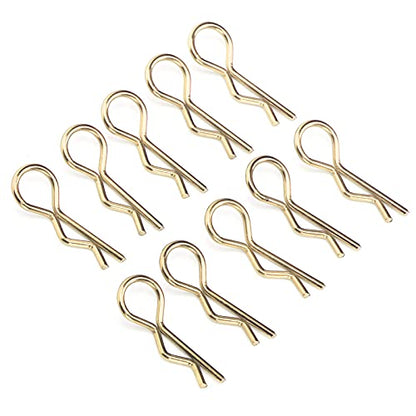 Qiilu Durable RC Body Clips for 1/5 1/6 /8 /10 RC Car - 10Pcs Metal Shell Clip Pins, Teardropshaped Pull Tabs (Gold) - color: Gold