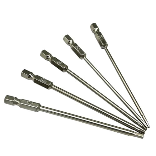 5Packs RC Hex Driver Bit Set 1.27mm 1.5mm 2.0mm 2.5mm 3.0mm Hex Head Allen Wrench Drill Bit Set for Screwdrivers Electric Screwgun/Power Drill