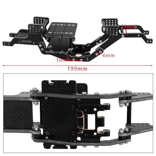 LCG Carbon Fiber Chassis Frame Kit with Brass Skid Plate for 1/18 RC Crawler Redcat Ascent-18 Upgrade Part
