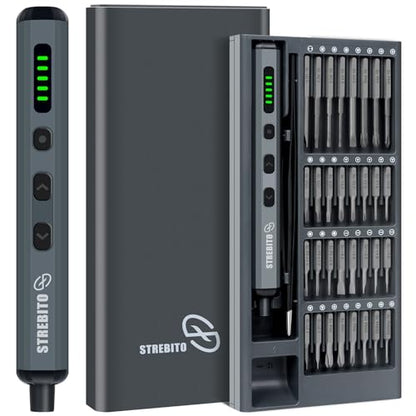 STREBITO Mini Electric Screwdriver Set, 70 in 1 Small Electric Screwdriver | 64 S2 Preicison Bits, 5 Torque Settings, 4 LED Lights, Mini Power Screwdriver Repair Tool Kit for Computer PC, Electronic, RC - style: Standard