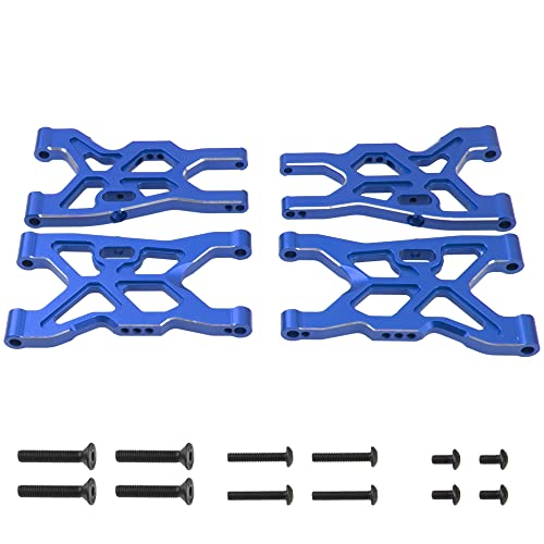 Metal Front & Rear Suspension Arms Set Upgrades Parts Compatible with Arrma 1/8 Infraction 4X4 MEGA/Vendetta 4X4 3S BLX RC Car (Blue) - color: Blue