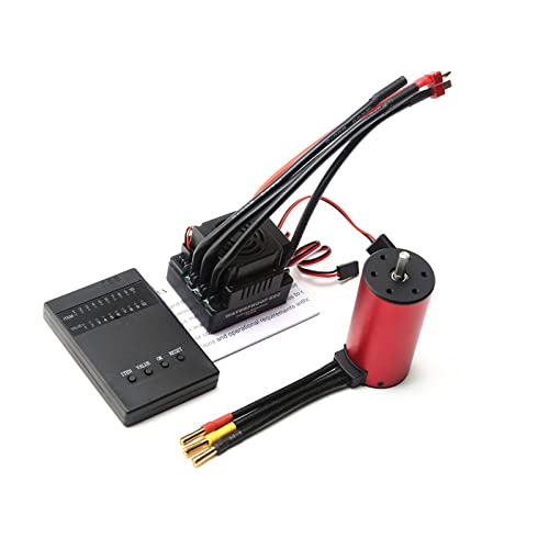 HUIOP RC car Motor, S3670 2150KV Brushless Motor Sensorless Waterproof Motor and 120A Brushless ESC T Plug Programming Card Replacement for HSP HPI 1/8 RC Car Truck