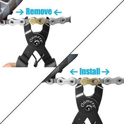 Oumers Bike Master Link Plier Tool, 2 in 1 Bicycle Chain Quick Link Opener-Closer Remover Compatible with All Speed Chain Repair - color: Black