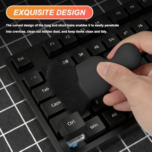 Car Interior Detailing Brush, Soft Bristle Car Interior Cleaning Tool, Auto Air Conditioning Outlet Cleaning Brush, Dusting Brush for Panel Air Vent Dashboard Leather (Black with Cap) - color: Black With Cap