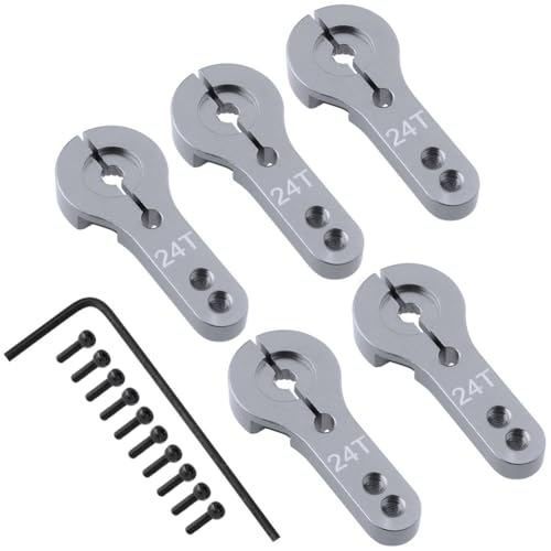 Hobbypark 5-Pack Metal 24T Aluminum Servo Horn M3 for Hitec Steering Arm RC Car Plane Parts