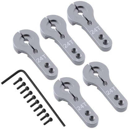 Hobbypark 5-Pack Metal 24T Aluminum Servo Horn M3 for Hitec Steering Arm RC Car Plane Parts