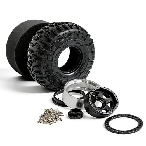 STMU 1.9 S5 Mud Tires Set Offset -10mm Beadlock Wheel Rim for 1/10 RC Crawler Car Axial SCX10 SCX10 II SCX10 III 90046 UTB18 TRX4 SCX10 Pro AXI03007 TRX6 Gen7/8 D90 VS4-10 MST CFX RC (Black)