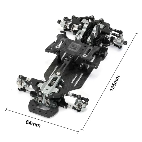 RC Car Frame, 1/24 1/28 TG Racing Carbon Fiber Assembled Mini Rear Drive RWD Drift Racing Car Frame Body Kit with Tools DIY Parts (Black) - color: H.black