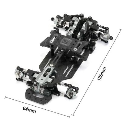 RC Car Frame, 1/24 1/28 TG Racing Carbon Fiber Assembled Mini Rear Drive RWD Drift Racing Car Frame Body Kit with Tools DIY Parts (Black) - color: H.black