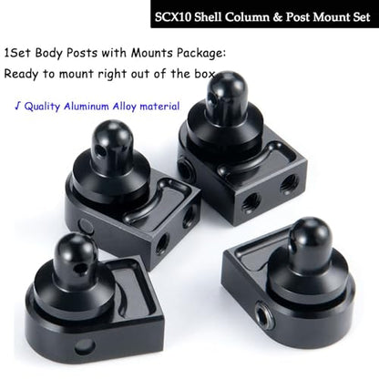 4-Pack RC Body Post Mounts with Clips, Aluminum Alloy | Corrosion-resistant, replaces stock plastic parts, compatible with 1/10 Axial SCX10 PRO AXI03028