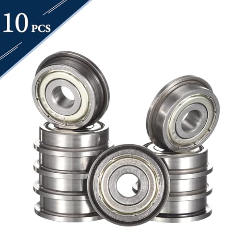 F626ZZ Flanged Ball Bearing, ID 6mm x OD 19mm x Width 6mm Miniature Bearings, Double Metal Shielded Deep Groove Bearings, Pre-Lubricated (GCr15) Chrome Steel 10pcs - size: F626ZZ 6mmx19mmx6mm